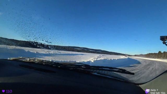 car snowplows into thick ice
