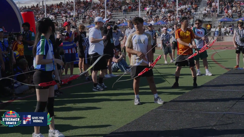 Random guy runs infront of Archery event at Streamer Games...