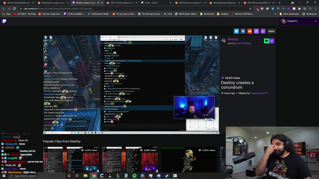 Esfand couldnt stand Destiny's conundrum