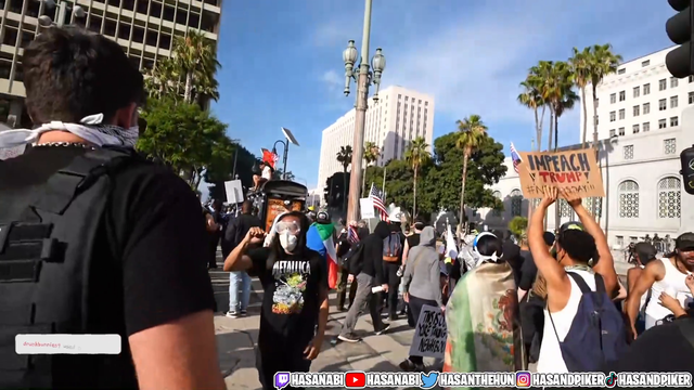 Hasan barely misses getting hit by a less than lethal projectile shot at the ICE protestors in LA
