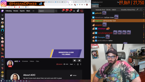 AOC live with 70k+ viewers in minutes