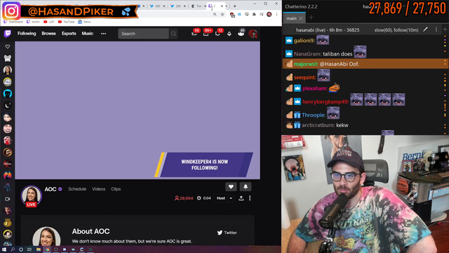AOC live with 70k+ viewers in minutes