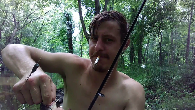 Fish smoking a cigarette
