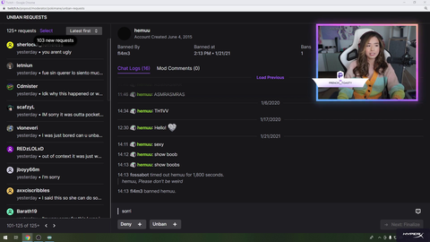 Pokimane looks at Mizkif's Logs