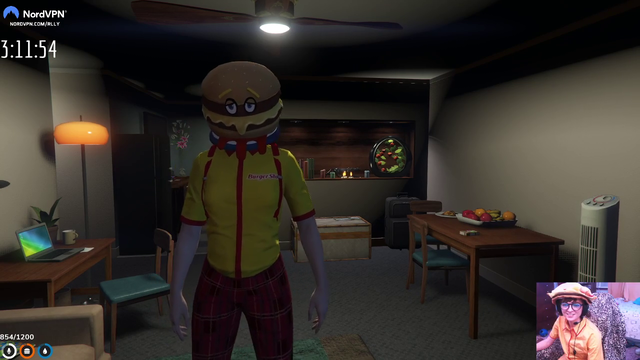rlly cosplaying as her character, Shelly the Burger Queen of Burger Shot