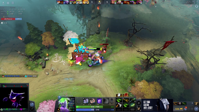 Arteezy in a tense battle over a single lasthit.