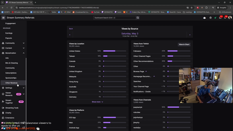 Joey shows the difference in sponsorship offers on twitch between his main IRL channel (~1600 avg viewers) and his alt gaming channel (~300 average viewers)