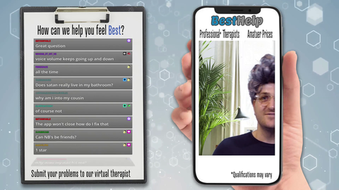 Streamer makes a parody version of "BetterHelp" therapy app to help Chat with their problems.