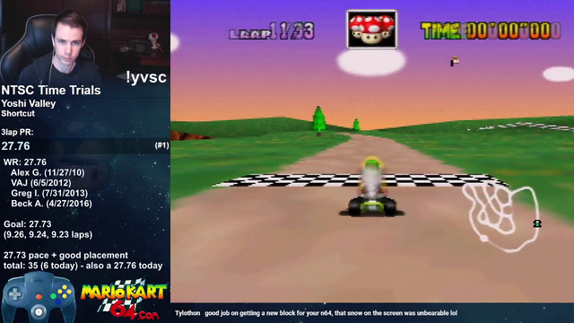 Abney317 breaks the oldest Mario Kart 64 record -- Yoshi Valley SC 3lap in 27.73 [10 years old!]