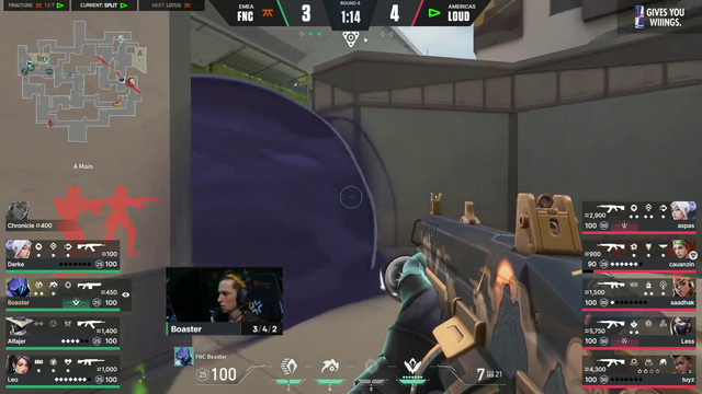 FNC Boaster catches on: Outplays Brazilian crowd making noises throughout the match to signal Americas team.