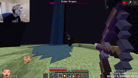 xQc defeats the Ender Dragon in Minecraft