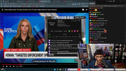 Mizkif's "sister" says she doesnt want Hasan to get killed by a migrant, in Hasans chat
