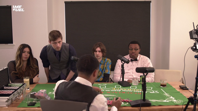 Chance itches his balls at the Blackjack table