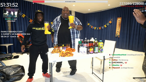 Badlands chugs and Kai chug 2 litres of orange juice