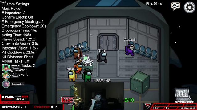 Trainwrecks on chatters who harass / threaten others for making mistakes in Among Us.