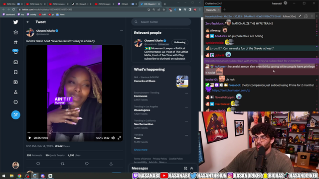 Hasan calls out the White Fragility of Asmongold (check 5min before clip for context)