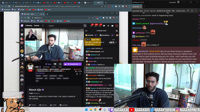 Hasan opens xQc's stream