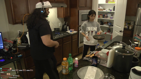 Ron Jeremy helps korean maid with cleaning up the dishes