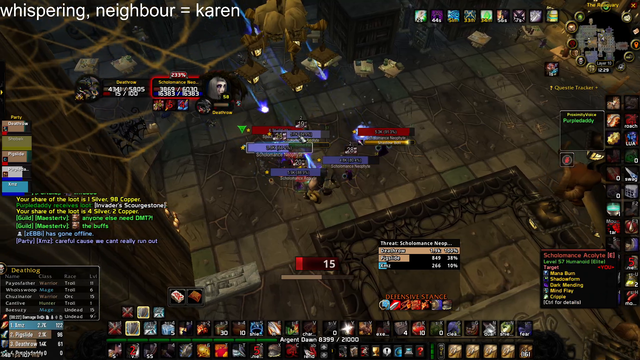 Shobek dies due to being AFK while group overpulls and runs, also killing their pug mage