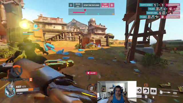 Tyler having a conversation with a fellow teammate