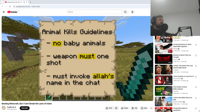 Forsen has an important question about Islam Challange in Minecraft