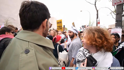 Pro-Palestine protestor meets Hasan, allegedly shouts "...Curse upon the Jews, Curse upon Israel"