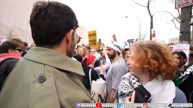 Pro-Palestine protestor meets Hasan, allegedly shouts "...Curse upon the Jews, Curse upon Israel"
