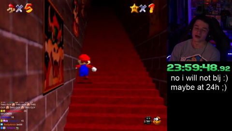 Streamer runs up endless staircase in SM64 for 24 hours straight
