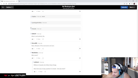 Tyler1 Reads Boomer Comments on His Washington Post Article