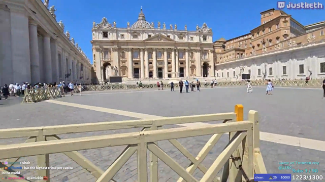 acrobatic tourist in the Vatican asked to take a photo of him