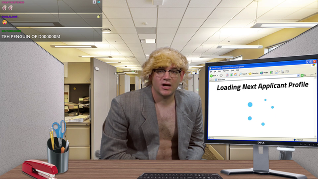 Improv "HR office" where Chat submits images and streamer has to use them to explain why he was fired