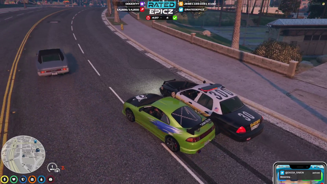 Randy sets cop car on fire.