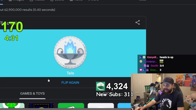 Hungrybox guesses 10 coin flips in a row