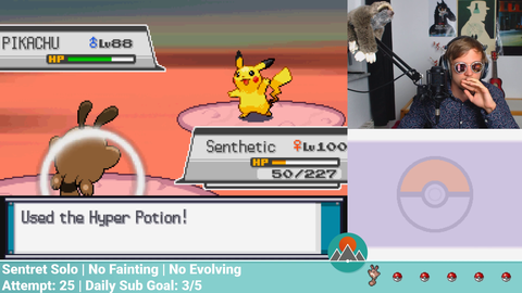 PokemonChallenges tries ANOTHER Deathless Sentret Solo Run, dies again, this time on the final trainer of the game
