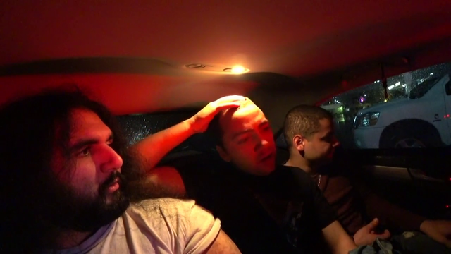 after about 5 min, they realize the guy in front fell asleep
