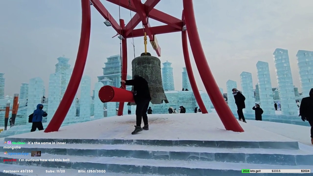 Ringing Bell in Harbin Ice World