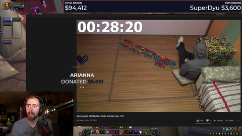 Viewer makes Asmongold out of Rubix Cubes