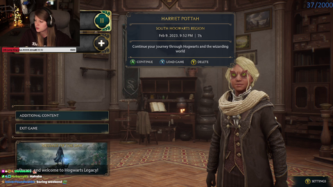 Streamer accidentally deletes her Hogwarts character