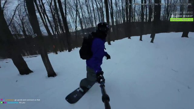 Snowboard streamer runs into tree!