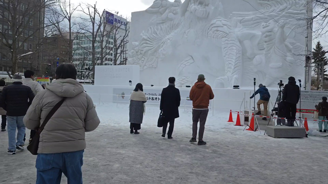 Monster Hunter ice sculpture at Sapporo Snow Festival