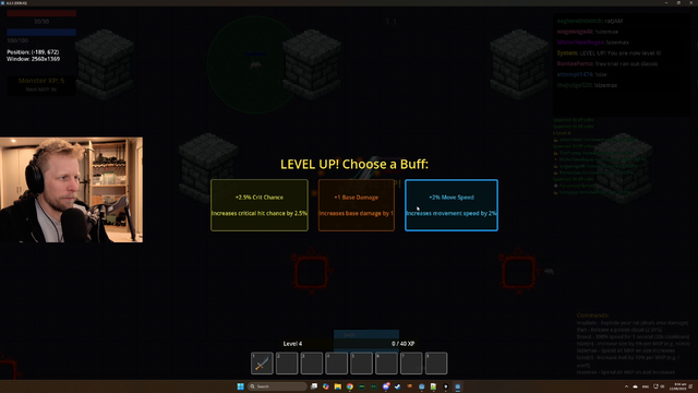 Quin's bespoke Video Game with Twitch Integration is looking good.