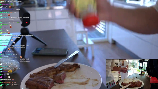 NymN cooks steak...