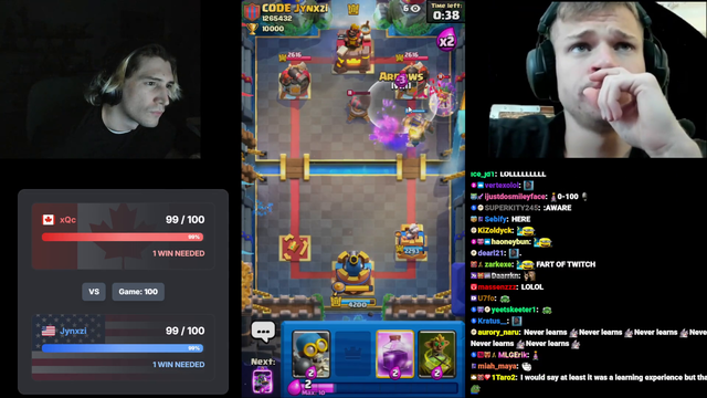 Xqc loses to jynxi 100 times in a row, he only needed 1 win but didnt win a single time