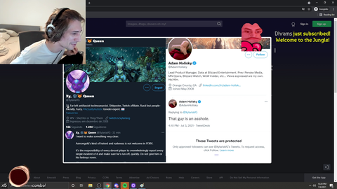 xQc looks at the Twitter page of Twitter activists who criticized Asmon