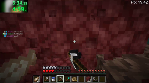 Minecraft speedrunner makes a close jump