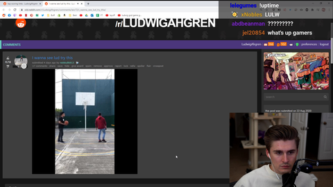 Ludwig reaction to insane basketball trick