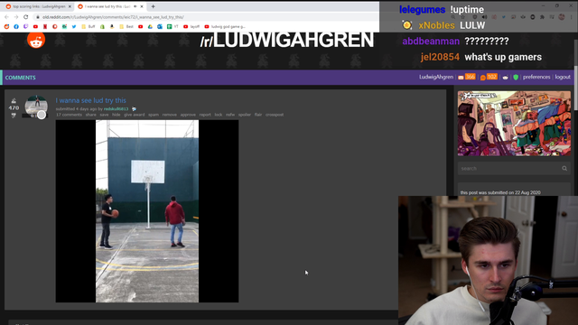 Ludwig reaction to insane basketball trick