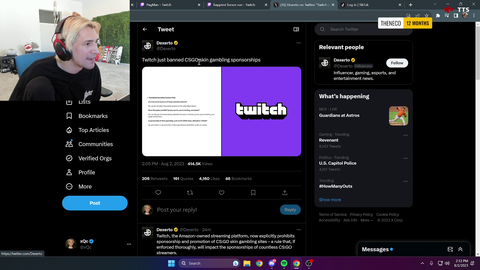 Twitch bans CSGO skin gambling sponsorships