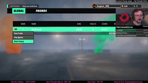 After trying to beat the track for 30 minutes, Doughnut_3000 watches the replay of the creator