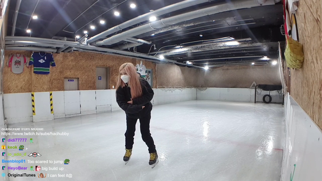 Hachu goes airborne while ice skating